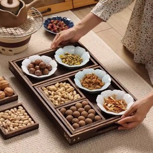 Paulownia Wood <b>Tea</b> <b>Tray</b> Set 7 Piece With Dividers For <b>Tea</b> Serving Hotel Living Room Use - Product Image 1