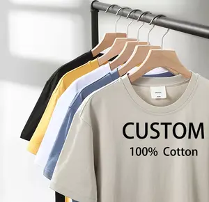 OEM t恤批发定制图形印花t恤纯色重量级100% 棉男女通用t恤