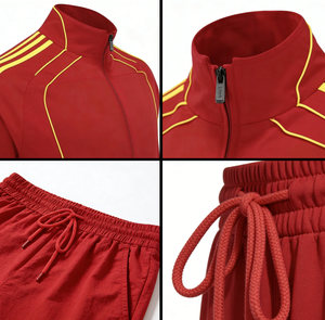 Tuta Sportiva Retrò da Uomo Stile Calcistico - Giacca Classica Bianca e Oro Elite con Pantaloni Abbinati per Uso Casual e Palestra - Product Image 4