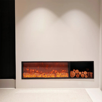 Cheminée électrique linéaire ultra-mince, taille personnalisable, ensemble de bûches LED imitation foyer, installation autonome, télécommande métallique