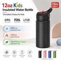 Bouteille isotherme de voyage en acier inoxydable 304 de 350 ml pour enfants, avec paille et couvercle amovible, anti-fuite, isolation thermique 12-24 heures