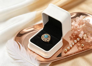 XINYUAN High-End Magnetic Closure Flip <b>Ring</b> <b>Box</b> with Handle Paperboard Liner Four-Color Printing Gold Foil Ribbon Accessories - Product Image 4