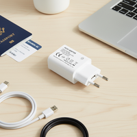 Adaptor Daya Charger Dinding Shenzhen Lvxiangyuan Dual USB Ports 5V 2.1A dengan Steker EU Bersertifikasi CE RoHS ERP REACH dan Proteksi OTP