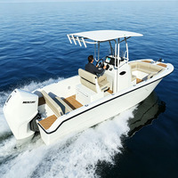 Bateau de pêche catamaran en FRP haute stabilité 6,8 m/22 pieds, bateau à console centrale en fibre de verre pour loisirs et patrouille