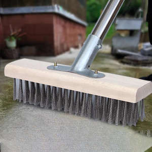 ไม้กวาดลวดพร้อมขนแปรงขัดผิวด้วยแปรงขัดพื้นระเบียงโรงรถคอนกรีตด้ามจับยาว - Product Image 4