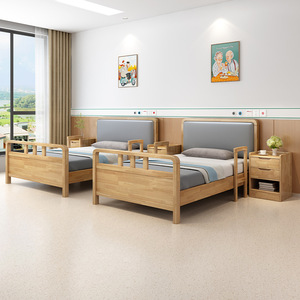 Cama de Madera Maciza de 1.5m con Reposabrazos y Barandillas para Cuidado de Ancianos, Uso en Residencias de Ancianos - Product Image 2