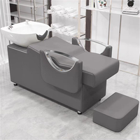 Station de lavage de cheveux pour salon de beauté moderne, lavabo commercial, blanc, noir, céramique, siège inclinable réglable