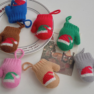 Mini gants en tricot de noël mitaine miniature tricot <span class=keywords><strong>mitaines</strong></span> de père noël ornements d'arbre pour bricolage poupée artisanat - Product Image 2