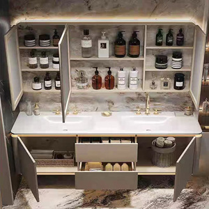 Mobile Bagno Moderno con Lavabo Singolo/Doppio in Pietra, Armadietto a <span class=keywords><strong>Parete</strong></span>, Specchio Smart Antiappannamento, per Hotel e Villa, Garanzia 5+ Anni - Product Image 5