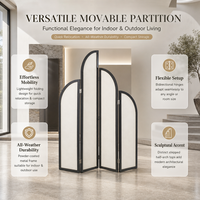 Paravent pliant arqué à trois panneaux en composite bois-plastique, écran d'intimité portable, cloison contemporaine pour la maison et le bureau