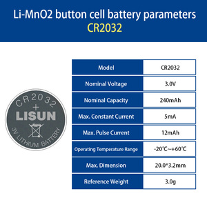 コインセル一次リチウム電池CR2032,240mAh車用リモートコントロールバッテリー - Product Image 3