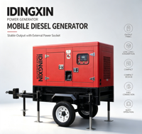 Generador Diésel Súper Silencioso de 50kVA 40kW con Remolque, Tipo Móvil para Energía de Emergencia