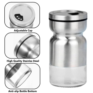 Distributeur d'épices Farmhouse pour sels d'épices Ensemble de salières <span class=keywords><strong>et</strong></span> poivrières originales en verre noir <span class=keywords><strong>et</strong></span> blanc avec trous de versement réglables - Product Image 4