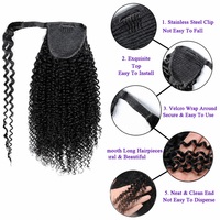Perruque frontale en cheveux humains vierges alignés avec les cuticules, extension de cheveux humains, queue de cheval enveloppante à ondulations profondes de 22 pouces pour femmes
