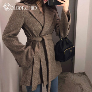 Elegante Cappotto <span class=keywords><strong>Trench</strong></span> in Lana Cashmere a Doppia Faccia con Cintura Spessa in Cotone per <span class=keywords><strong>Donna</strong></span> - Product Image 1