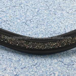 Banda para la Frente de Caballo Acolchada con Brillo Oscuro y Cierre de Botón a Presión, Accesorio Cómodo para la Brida de Caballo para Montar - Product Image 1