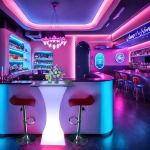 Muebles de Bar LED de Alta Gama para Exteriores, Usados en Restaurantes y Discotecas, Mesa y Sillas de Bar, Mesas Redondas para Eventos - Product Image 3