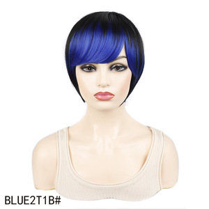 Peluca de pelo sintético de corte Pixie recto <span class=keywords><strong>corto</strong></span> de 4-6 pulgadas sin pegamento sin gradiente de encaje Peluca de Cosplay de fibra de alta temperatura al por mayor - Product Image 5