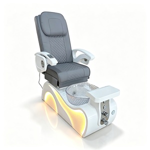 <b>Massage</b> Pedicure Chair with Manicure <b>Table</b> Nail Salon Furniture Set Spa Pedicure Station Pink Leather LED Base Armrest Tray - Product Image 3