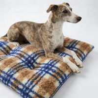 Coussin de luxe en velours écologique à carreaux pour chien, lavable, antidérapant, moderne et tendance, pour l'intérieur, idéal pour l'hiver, pour petits animaux