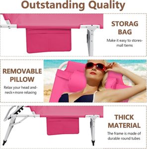 Chaise longue <span class=keywords><strong>de</strong></span> jardin 3-en-1 robuste en tissu moderne avec trou pour le visage, inclinable en 5 positions, pliable et portable, pour se prélasser à plat en extérieur - Product Image 6