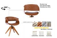 Chaise de salle à manger en bois massif CARLFORD de style mid-century, fauteuil à bras courbés en cuir antique pour la maison, le restaurant, l'hôtel, le bain, housse de jouet incluse