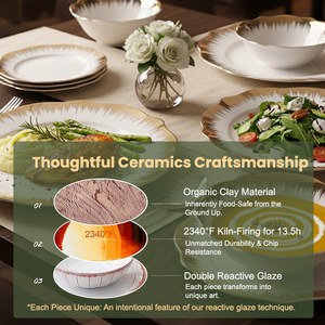 <span class=keywords><strong>Service</strong></span> de table en céramique de luxe, <span class=keywords><strong>18</strong></span> pièces, vaisselle en porcelaine, assiettes et bols en porcelaine fine avec bord doré - Product Image 3