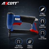 ASCOTT 7116-421 Agrafeuse pneumatique professionnelle calibre 22, agrafeuse à air comprimé pour meubles, tapisserie, cuir, tissu, OEM, couronne maximale de 16 mm