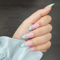 Perles rondes 3D en ABS effet goutte de colle, dégradé rose et menthe, pour nail art ballerine, respectueuses de la peau des doigts, pour un design d'ongles tendance