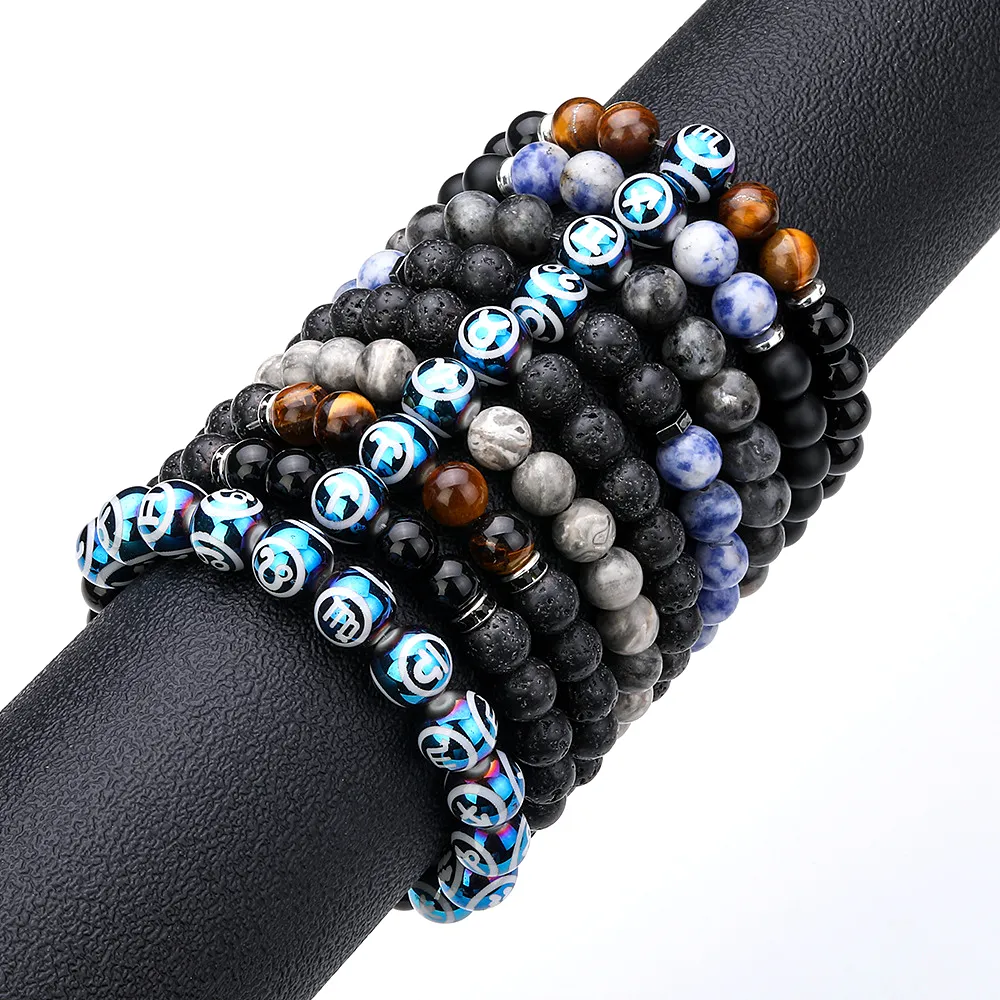 Volcanic Stone Beaded Bracelet Beautiful Baked Porcelain Beads Blue Bracelet Meaningful 12 Zodiac Bracelet Gifts for Women Men
