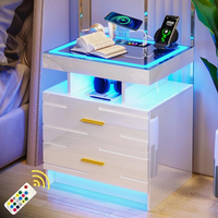 Table de chevet intelligente avec détection du corps humain et station de charge de contrôle du son Table de chevet intelligente avec finition brillante UV