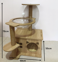Arbre à chat en bois de luxe, écologique et sûr, multi-niveaux, avec capsule transparente, tour pour chat, maisonnette pour chaton en bois et griffoir en sisal