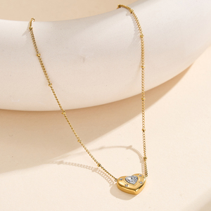 Ожерелье STKN13 в форме романтического сердца с центральным кубическим цирконием, золотистое покрытие, нержавеющая сталь, изящное ювелирное украшение в подарок - Product Image 5