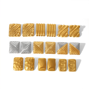 ต่างหูทรงเรขาคณิตสี่เหลี่ยมทอง เงิน สแตนเลส เครื่องประดับแฟชั่นสำหรับผู้หญิง สำหรับการค้าอีคอมเมิร์ซข้ามพรมแดน - Product Image 5