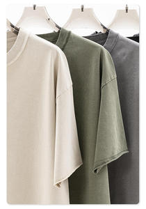 Camiseta de Algodón Lisa Extra Grande para Hombre, Manga Corta, Cuello Redondo, Color Sólido, Tejido de Punto, Corte Regular, Estilo Minimalista - Product Image 2