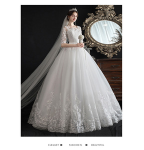 Nouvelle Robe de Mariée Col Rond en Dentelle, Coupe Ajustée, Style Mori, <span class=keywords><strong>Grande</strong></span> <span class=keywords><strong>Taille</strong></span>, pour Réception de Mariage Festive - Product Image 4