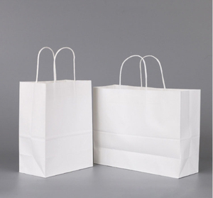 Custom Printing <b>White</b> Brown Handle Shopping Recycled Food Wholesale Kraft <b>Paper</b> <b>Bags</b> with Your Own logo - Product Image 3
