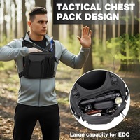 Gilet de course en polyester à motif géométrique, sac de poitrine tactique avec poche à eau, fermeture éclair et fermoir, réfléchissant, respirant, taille ajustable