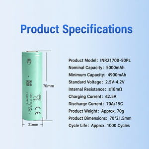 แบตเตอรี่ INR21700 50PL 5000mAh 3.6V แบบไม่มีแผงวงจร สำหรับจักรยานไฟฟ้า สกู๊ตเตอร์ ไฟฉาย โมเดล RC ชุดแบตเตอรี่แบบกำหนดเอง - Product Image 5