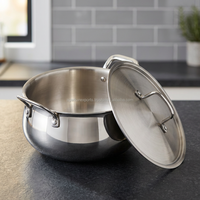 Casserole robuste en acier inoxydable avec couvercle et base à induction pour la préparation quotidienne des repas et les poêles à frire à domicile