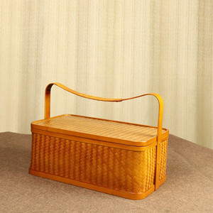 <b>Bamboo</b> Woven Storage Box Rectangle With Lid Handmade For Kitchen Neatening Food <b>Container</b> - Product Image 1