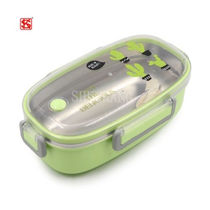 Boîte à lunch pour enfants en acier inoxydable 304, <span class=keywords><strong>bac</strong></span> à bento ovale scellé en plastique <span class=keywords><strong>avec</strong></span> <span class=keywords><strong>couvercle</strong></span> pour boîtes de rangement et bacs pour enfants - Product Image 1
