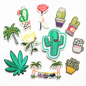 Tela de lona bordada por ordenador colorida, Parche de <span class=keywords><strong>planta</strong></span> de Cactus para planchar, accesorios de ropa para niños, zapatos, sombreros - Product Image 1