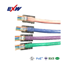 Konektor Modular Jack Pass Through FTP SFTP Cat 6 untuk Kabel LAN Jaringan, Konektor RJ45 Cat6 8P8C Male untuk Kabel Ethernet