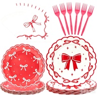 Ensemble de vaisselle jetable en papier, fourchettes et serviettes - Fournitures pour fêtes d'anniversaire pour filles et femmes