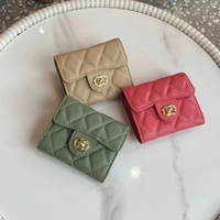 Dompet Kulit Asli Trendi Baru untuk Wanita dengan Jahitan Rapi dan Tempat Kartu Rantai Emas yang Dapat Dilepas untuk Wanita Elegan