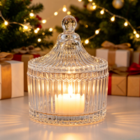 Vente directe usine – Pot en verre transparent à rayures verticales de 75 ml, 250 ml, 500 ml, vide, pour bougies, cadeaux de fêtes et rangement de bonbons