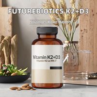 Complément alimentaire pour adultes Vitamine K2 (MK7) D3, formule non-OGM, 5000 UI D3, 90 mcg K2 MK-7, 120 capsules végétariennes pour