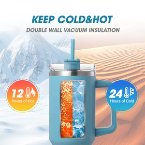 Ly giữ nhiệt 40oz có tay cầm và ống hút, màu đen, cốc du lịch giữ nhiệt, ly cà phê đá, bình nước giữ nhiệt bằng thép không gỉ, có thể tái sử dụng - Product Image 5