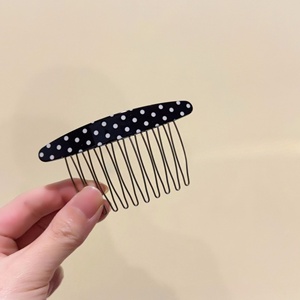 Pince à cheveux coréenne à 10 dents en acétate, peigne à cheveux creux en alliage français à pois pour femme - Product Image 5